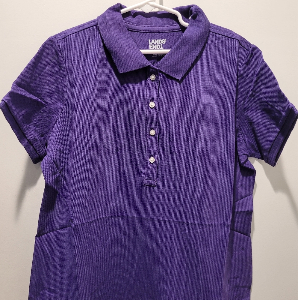 Lands End Girls Short Sleeve Polo Mesh Dress at Knee Size 14 - Purple - Picture 3 of 9